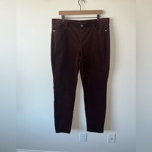 J. Jill Rich Burgundy Stretch Five Pocket Pull on Corduroy Pants L Tall